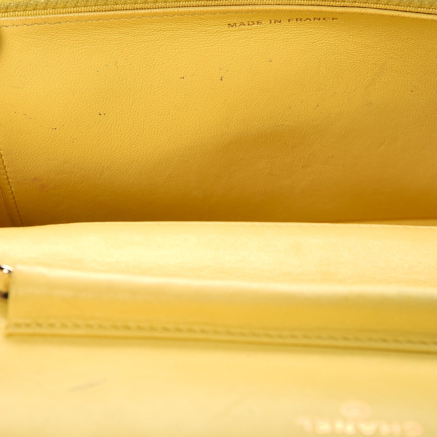 Lambskin Quilted Wallet on Chain WOC Yellow