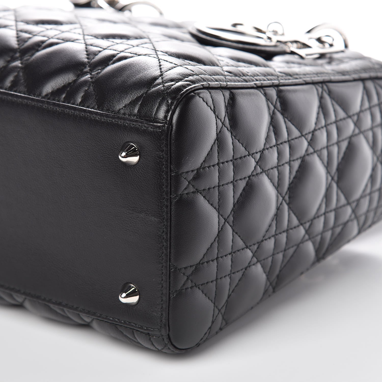 Christian Dior Lambskin Cannage Medium Lady Dior Black 9 of 10