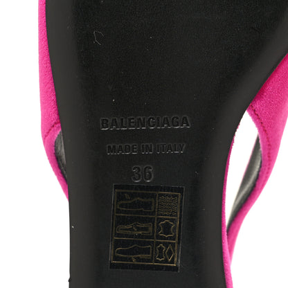 Balenciaga Velvet BB Knife Pointy Toe Slingback Flats 36 Pink 7 of 8
