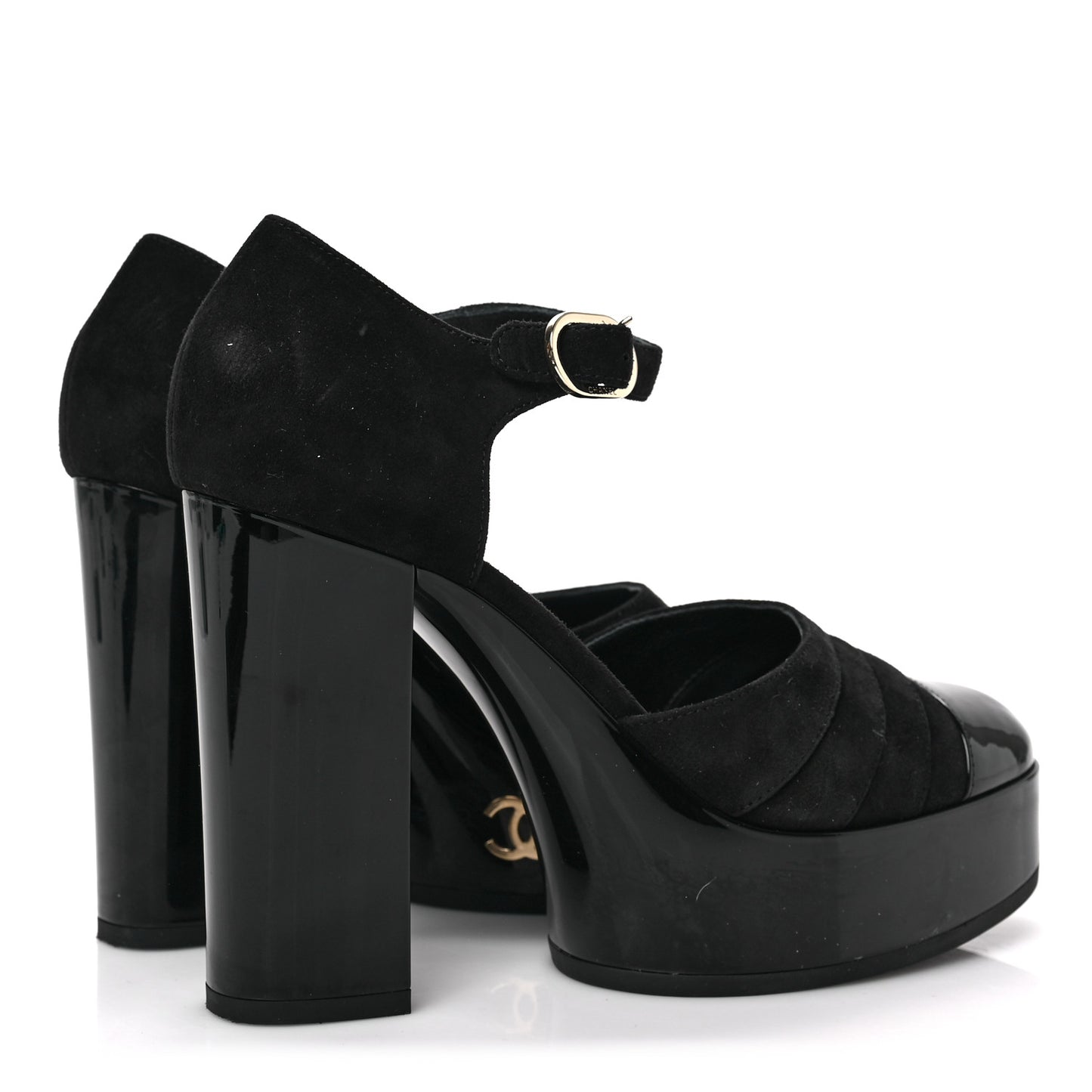 Patent Suede CC Platform Pumps 36.5 Black