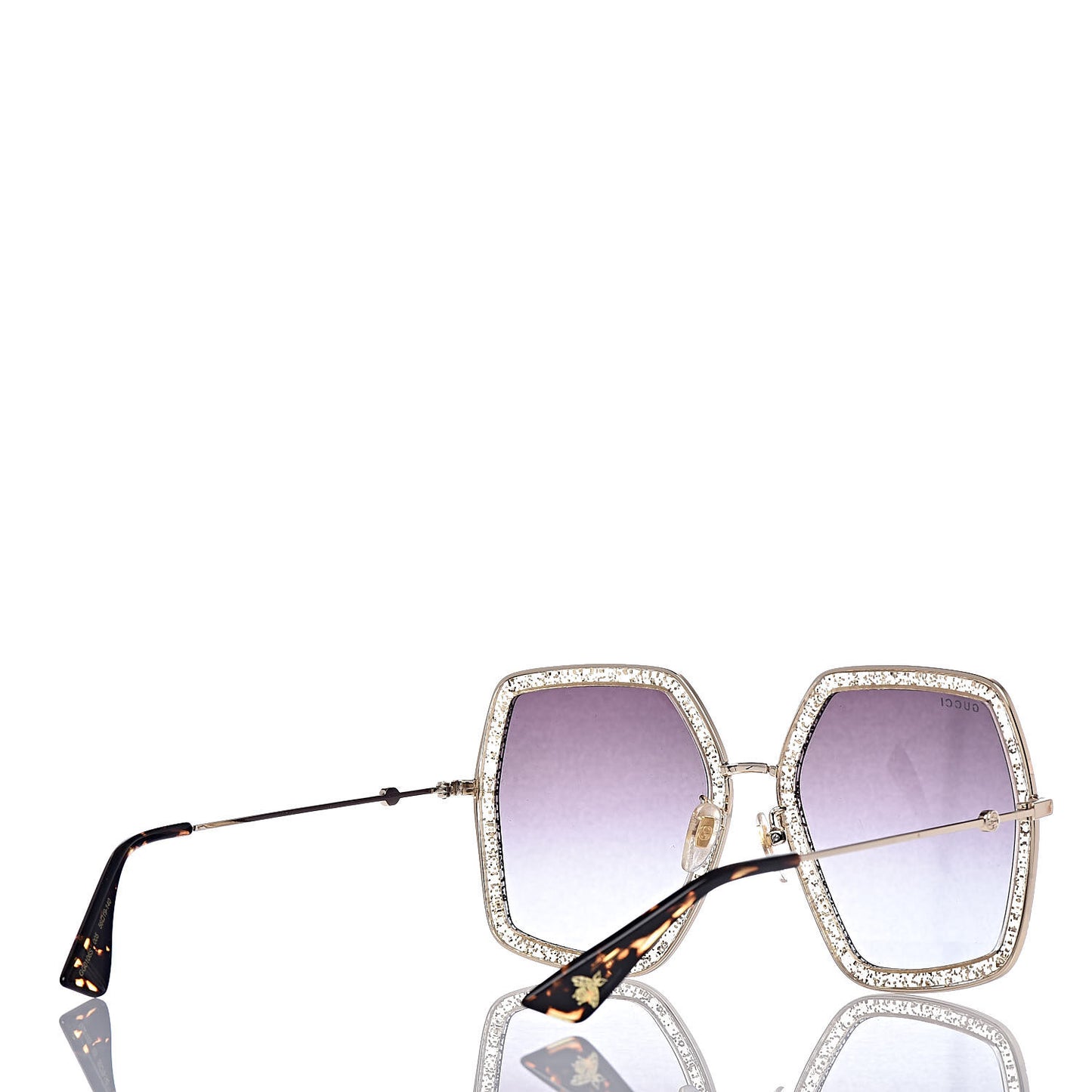 Glitter Acetate Oversize Square Frame Sunglasses GG0106S Gold