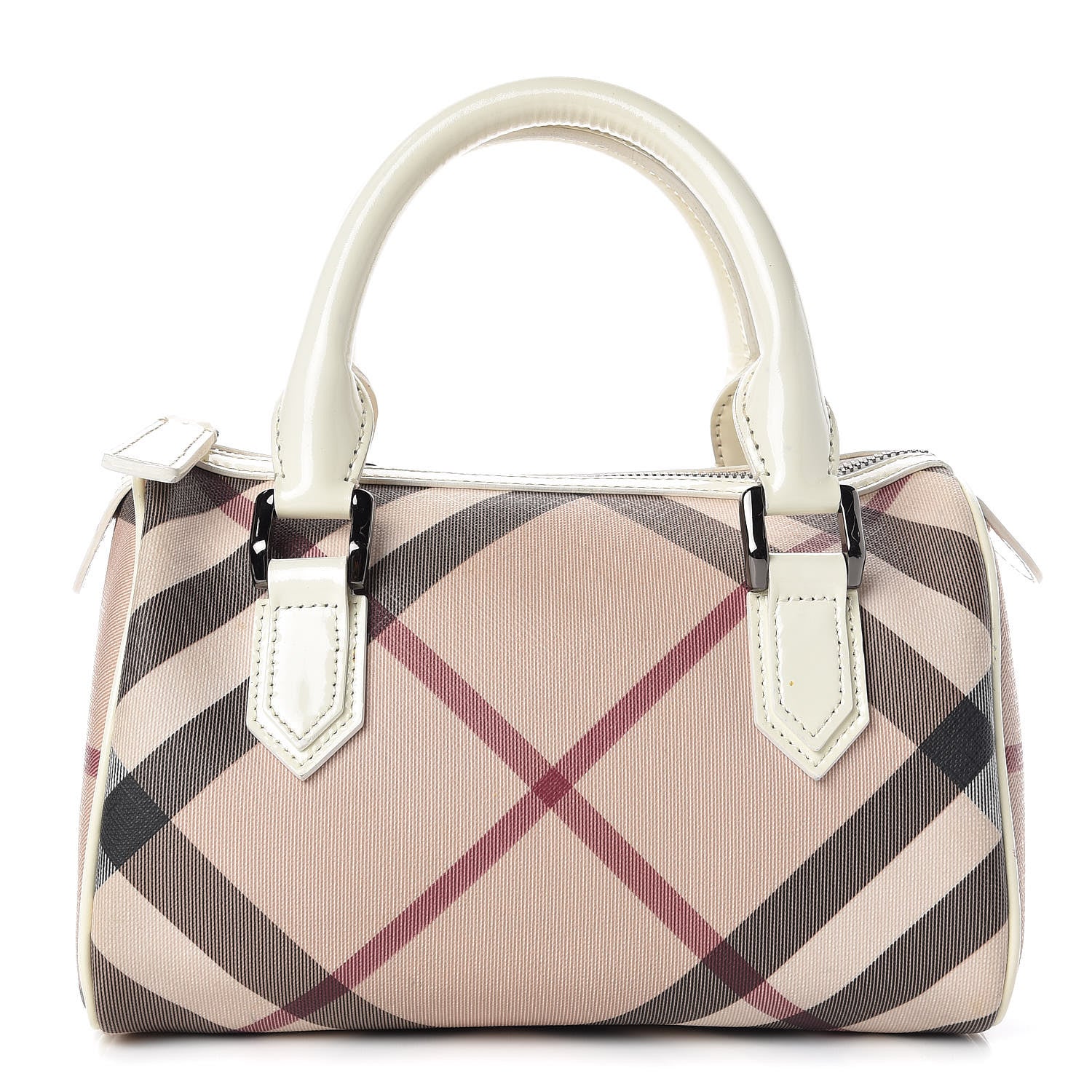 Burberry Supernova Check Patent Mini Chester Bowling Bag White 1 of 15
