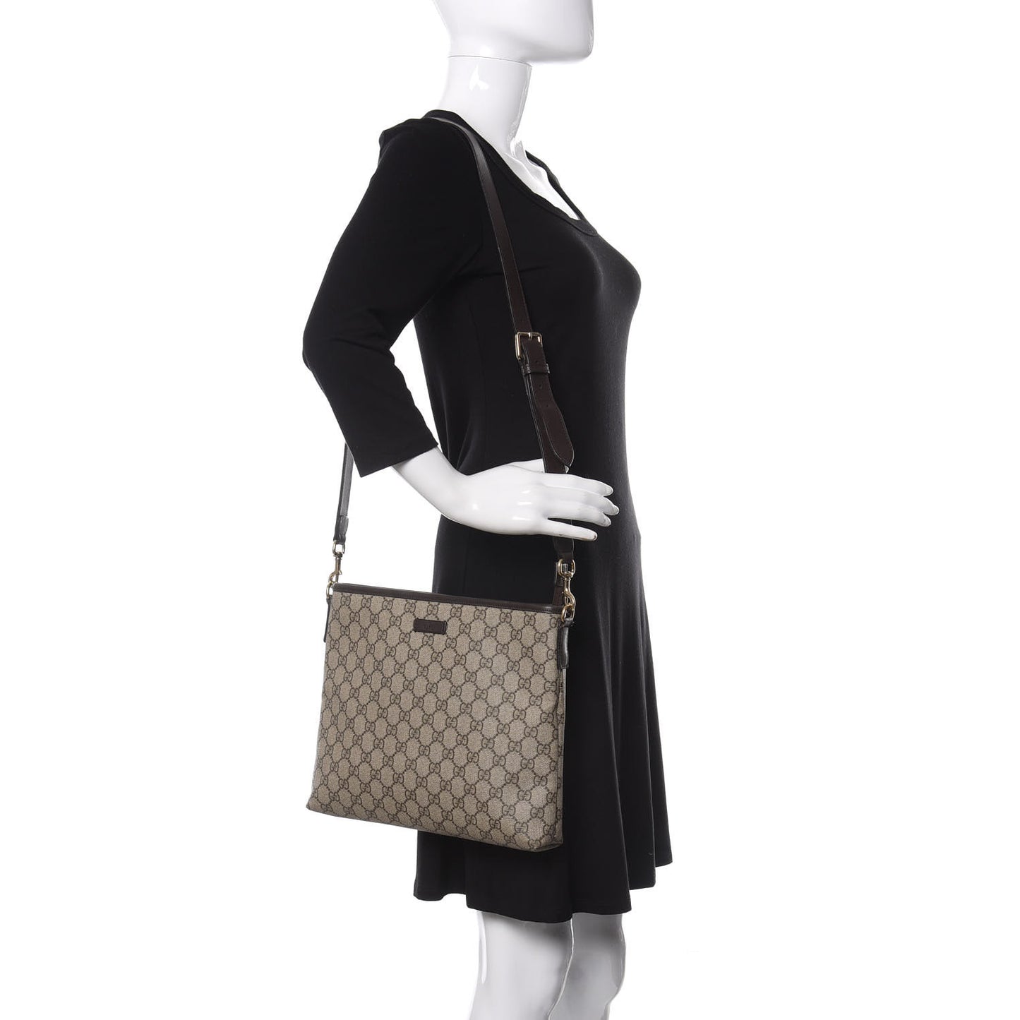 GG Plus Monogram Medium Flat Messenger Bag Dark Brown