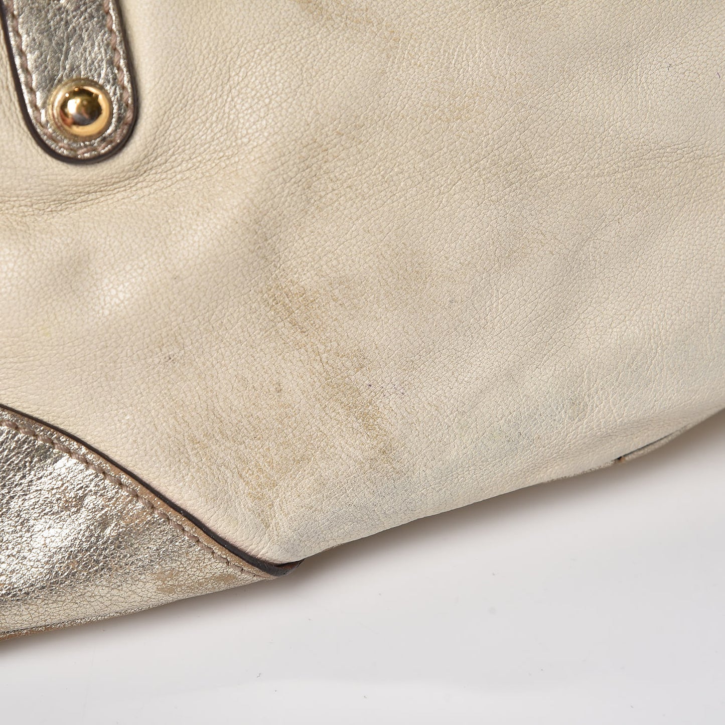 Goatskin Small Capri Bowler White Gold
