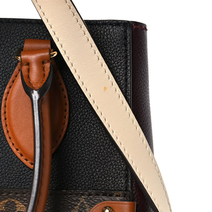 Louis Vuitton Calfskin Monogram Fold Tote MM Black Wine Cream 9 of 9