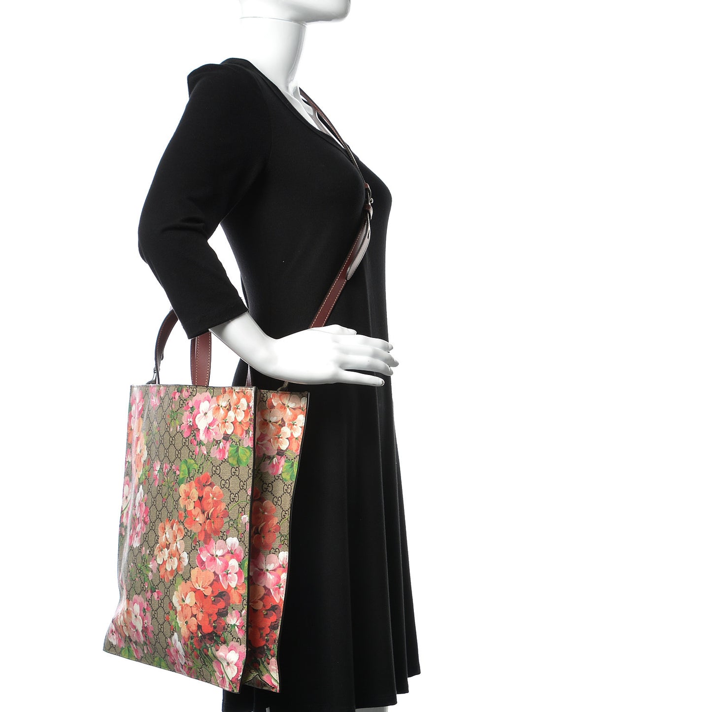 Soft GG Supreme Monogram Blooms Vertical Tote Beige Multicolor Dry Rose
