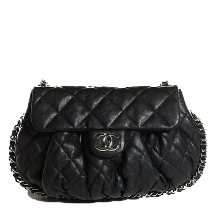Chanel Washed Lambskin Quilted Medium Chain Around Messenger Black 1 of 8