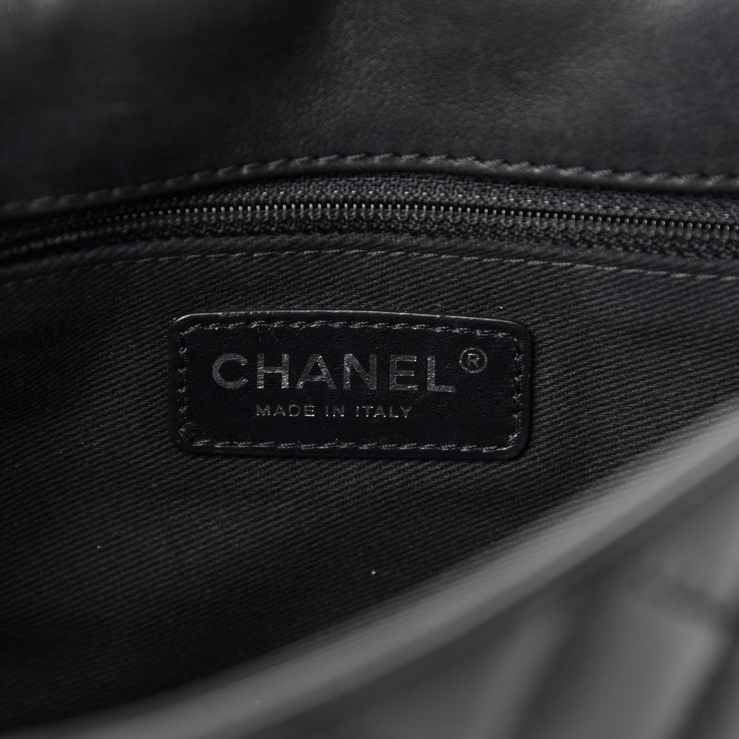 Calfskin Stitched Quilted Flap Black