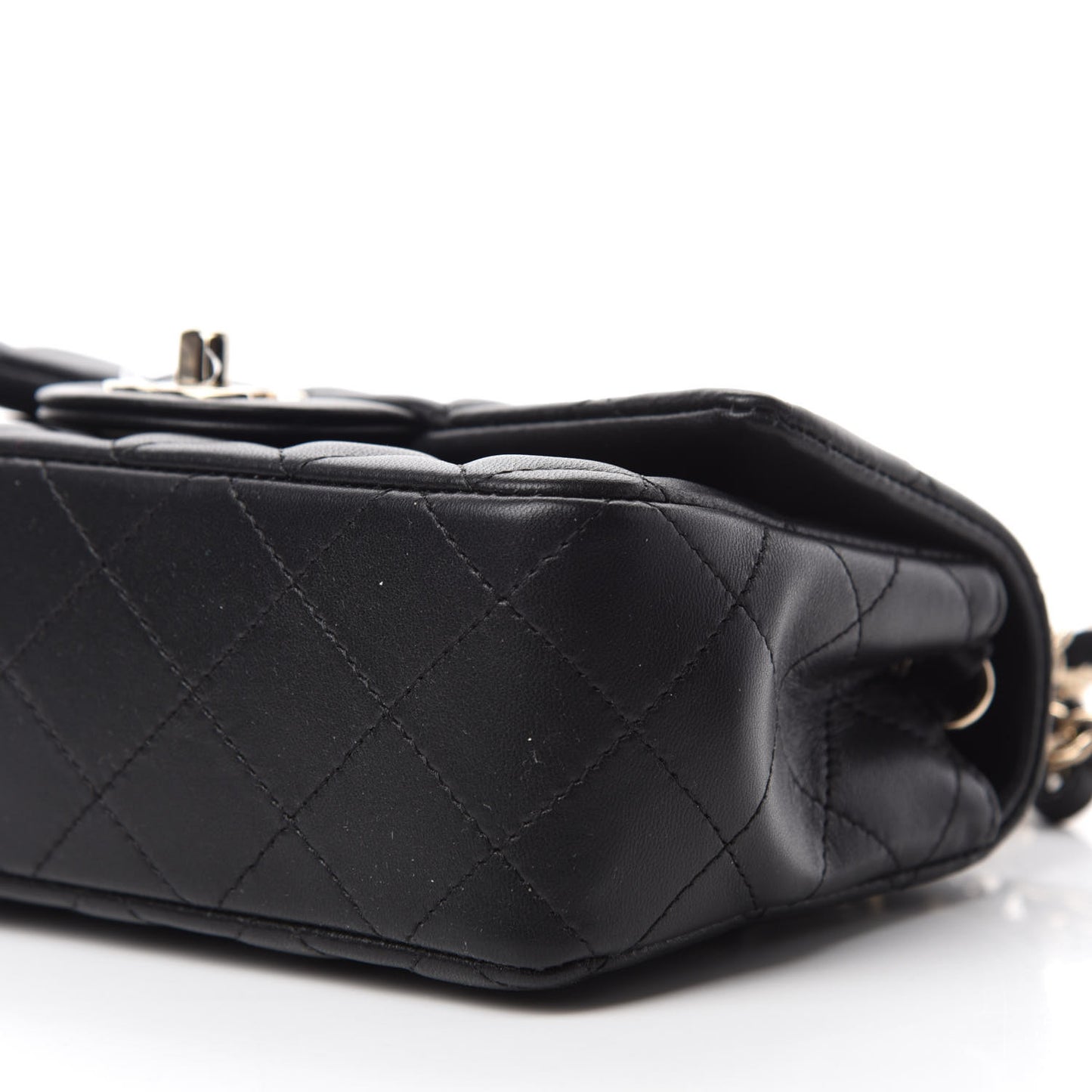Lambskin Quilted Mini Rectangular Flap Black