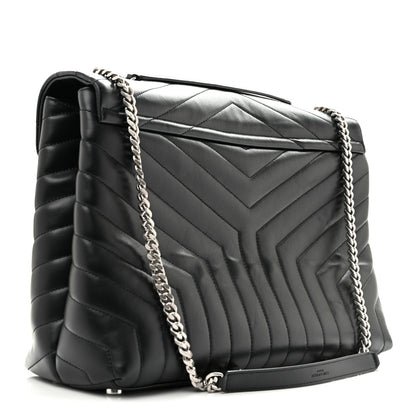 Saint Laurent Calfskin Y Quilted Monogram Large Loulou Chain Satchel Black 3 of 15