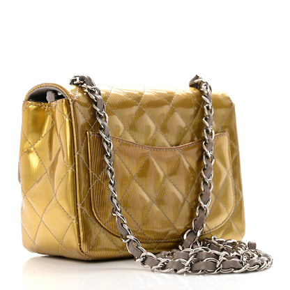 Chanel Striated Patent Quilted Mini Square Flap Beige 3 of 14