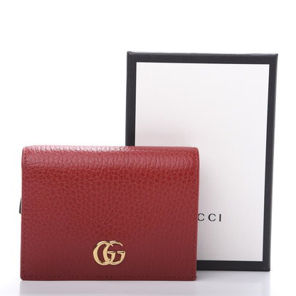 Gucci Pebbled Calfskin GG Marmont Card Case Hibiscus Red 8 of 8