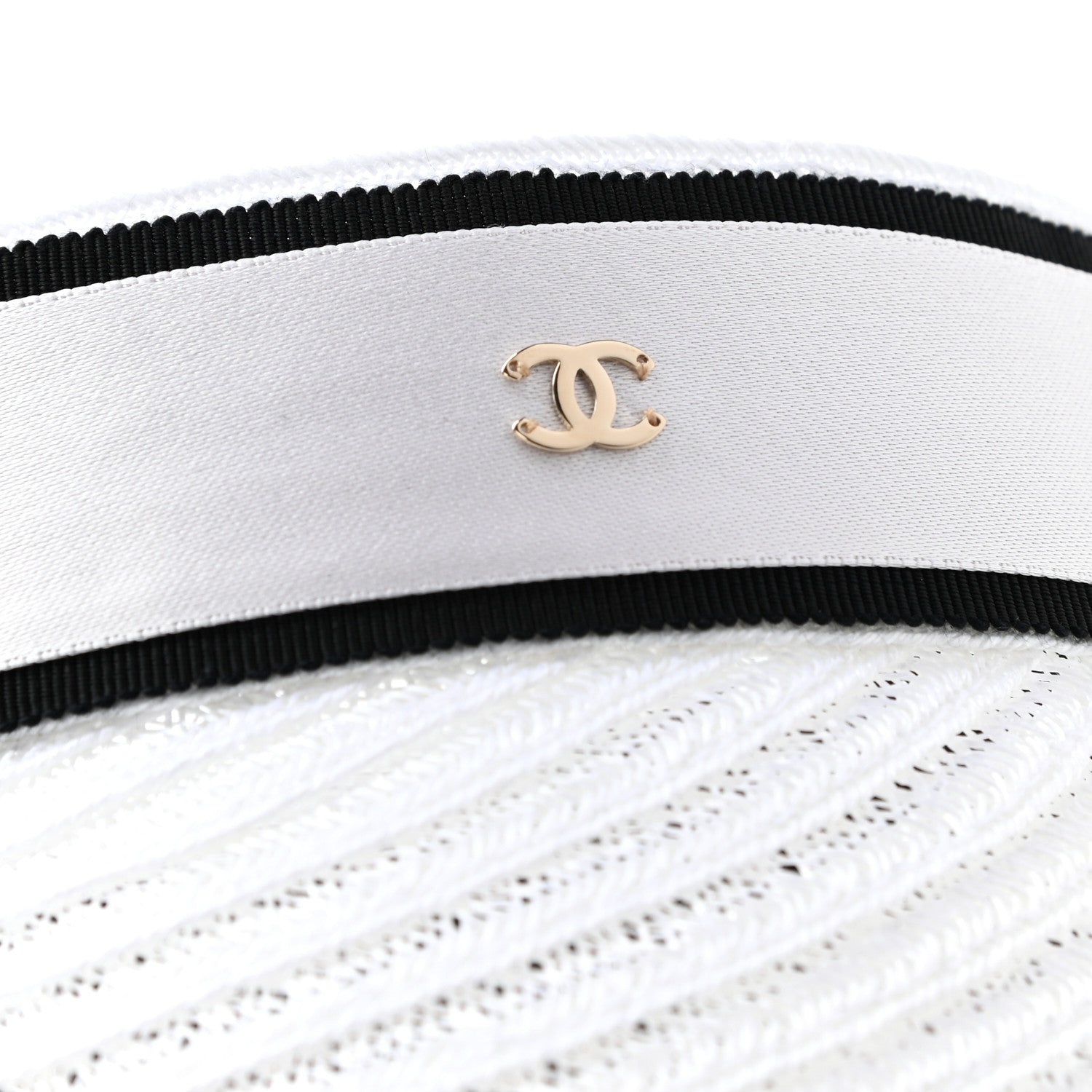 Chanel Abaca Cotton Ribbon Visor S Ecru White 9 of 9