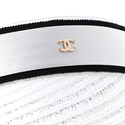 Chanel Abaca Cotton Ribbon Visor S Ecru White 9 of 9