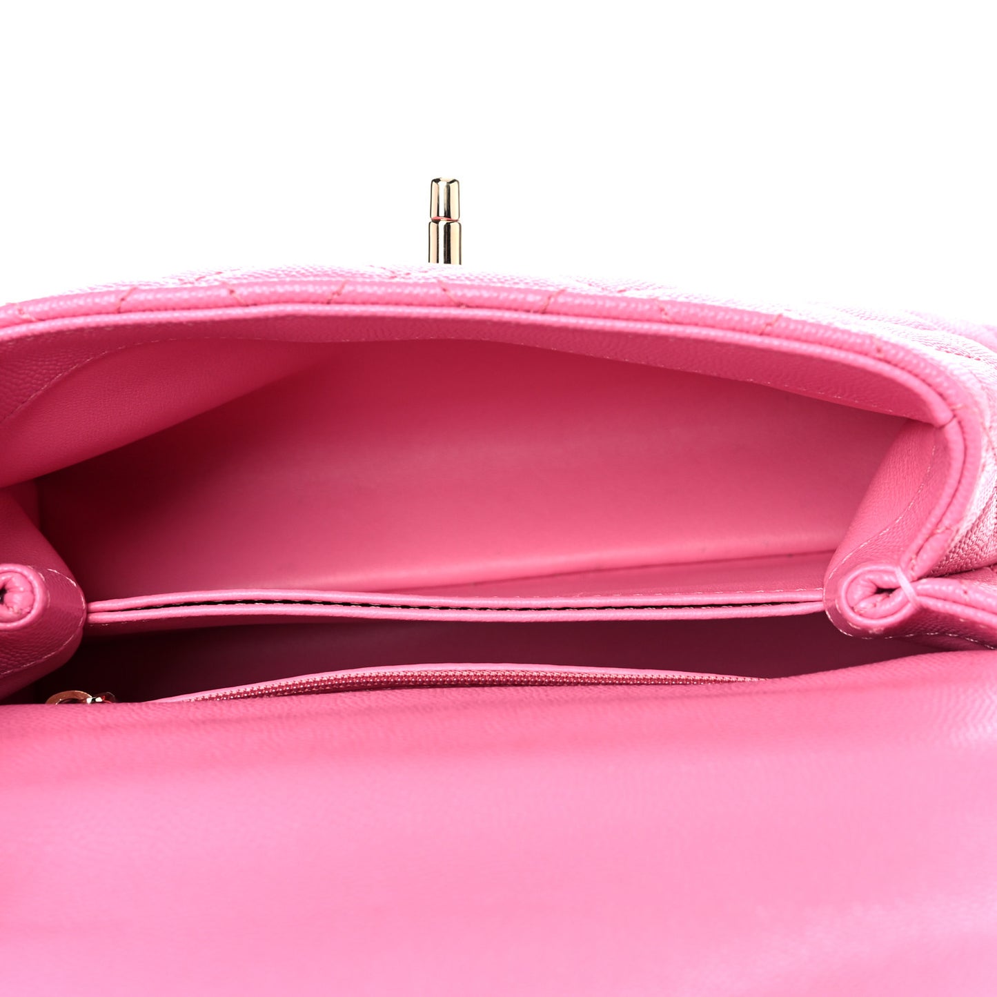 Caviar Lizard Embossed Quilted Mini Coco Handle Flap Pink