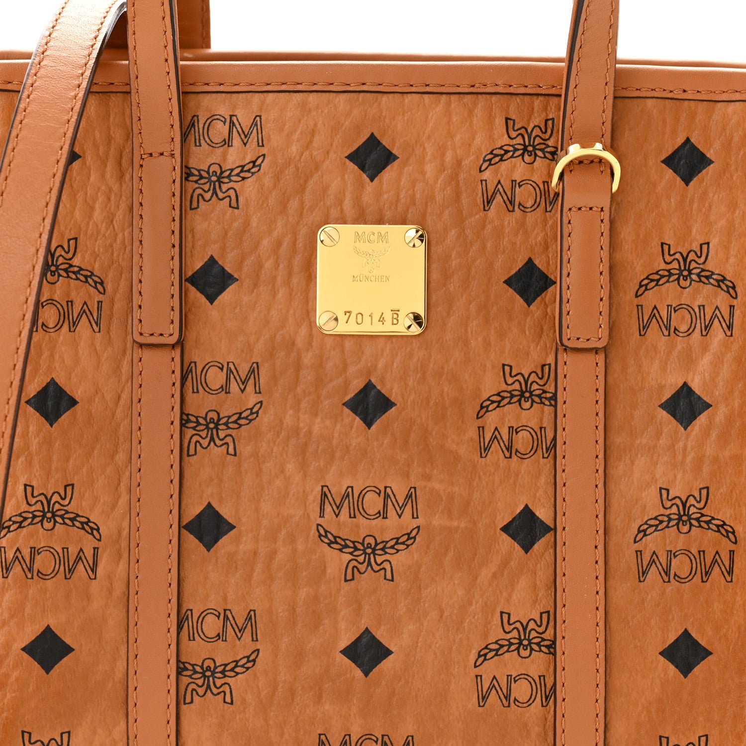 MCM Visetos Mini Toni Shopper Tote Cognac 8 of 12