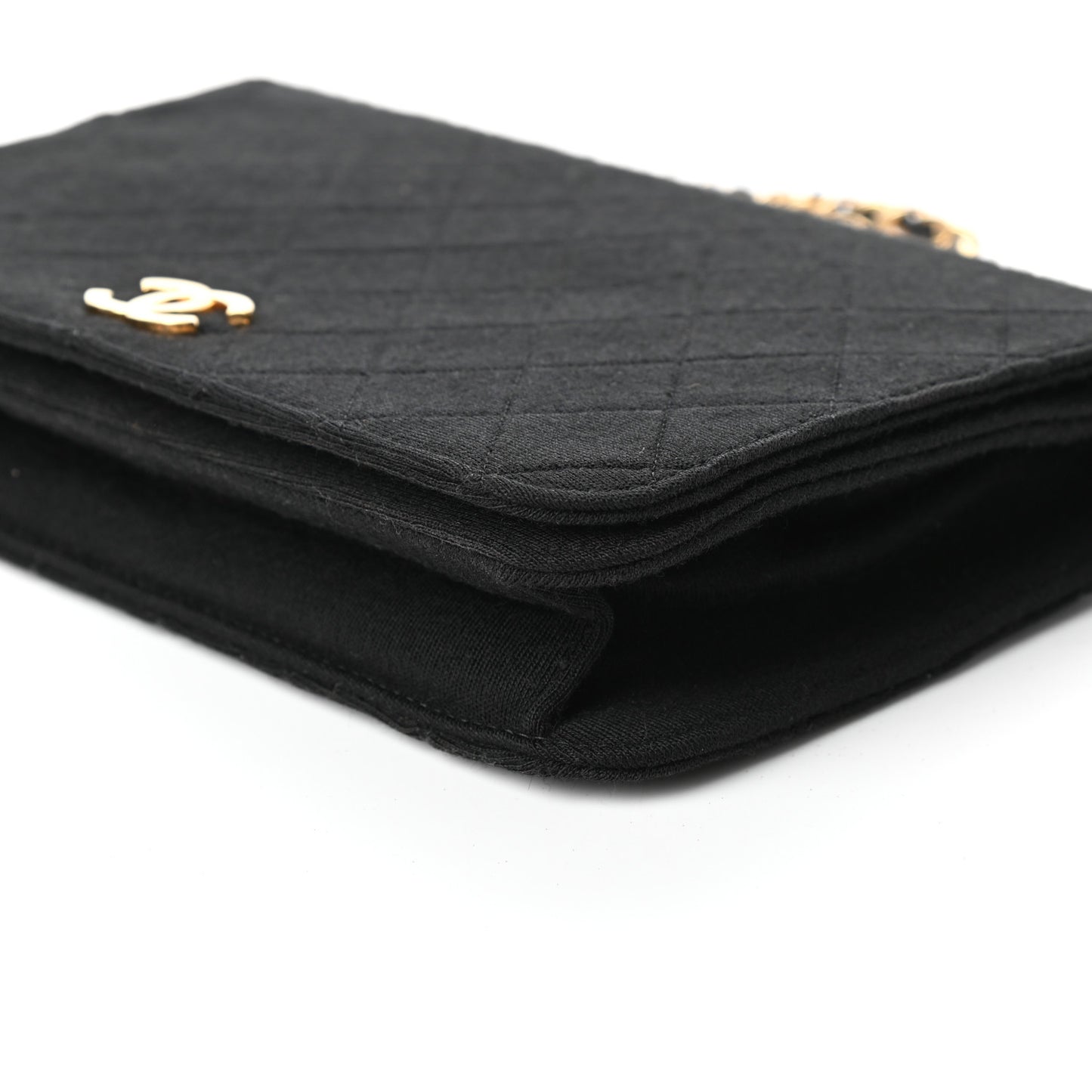 Jersey Quilted Wallet On Chain WOC Black