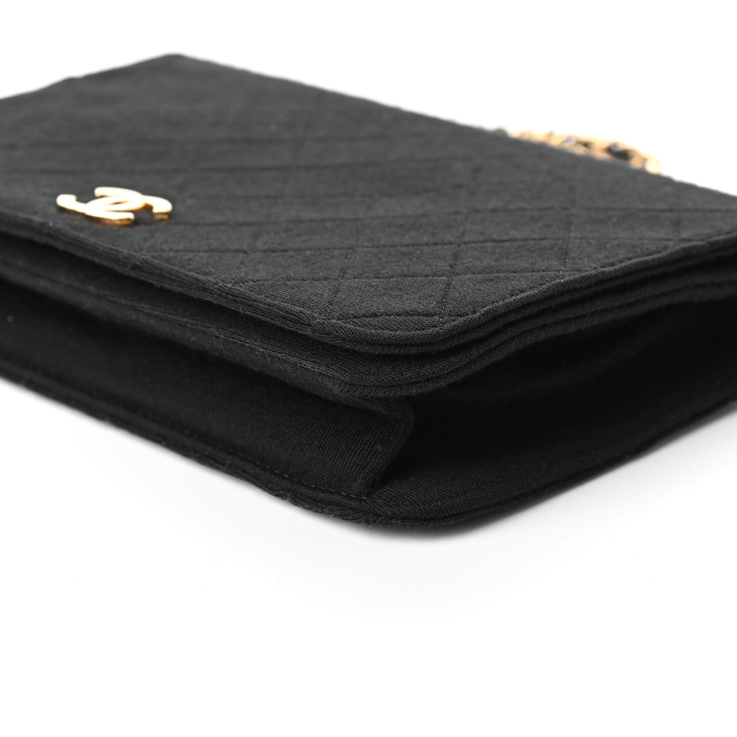 Chanel Jersey Quilted Wallet On Chain WOC Black 11 of 11