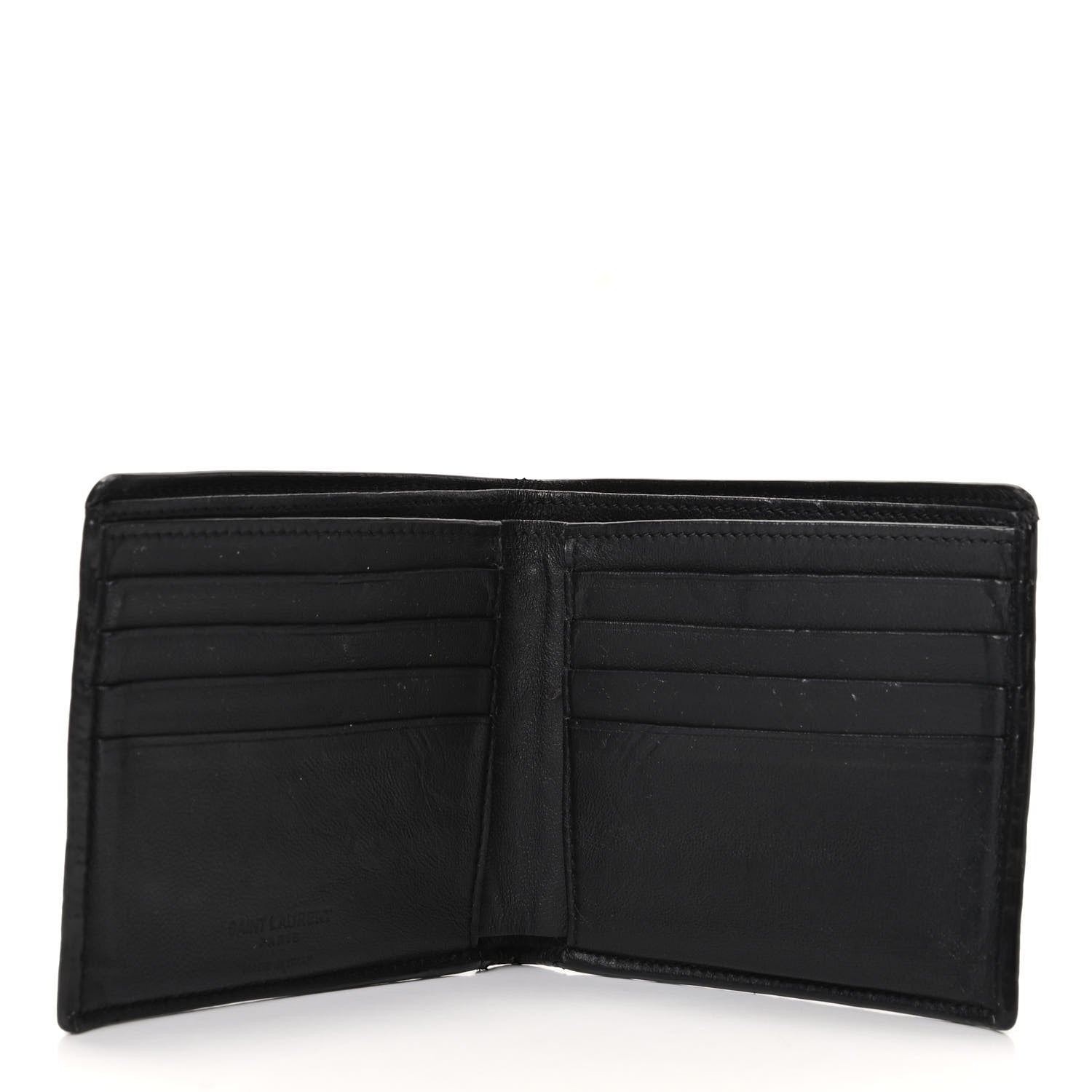 Saint Laurent Calfskin Crocodile Embossed Bifold Wallet Black 5 of 6