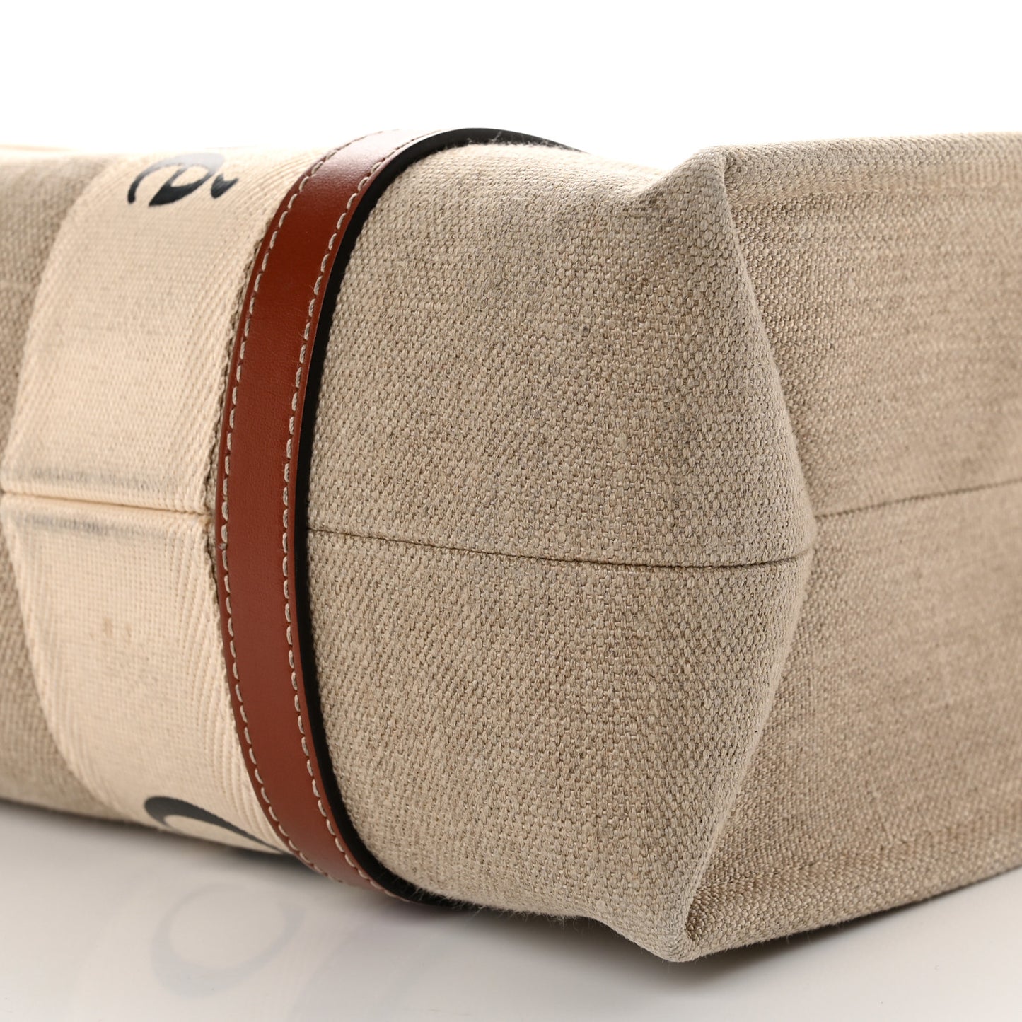 Cotton Calfskin Medium Woody Ribbon Tote White Brown