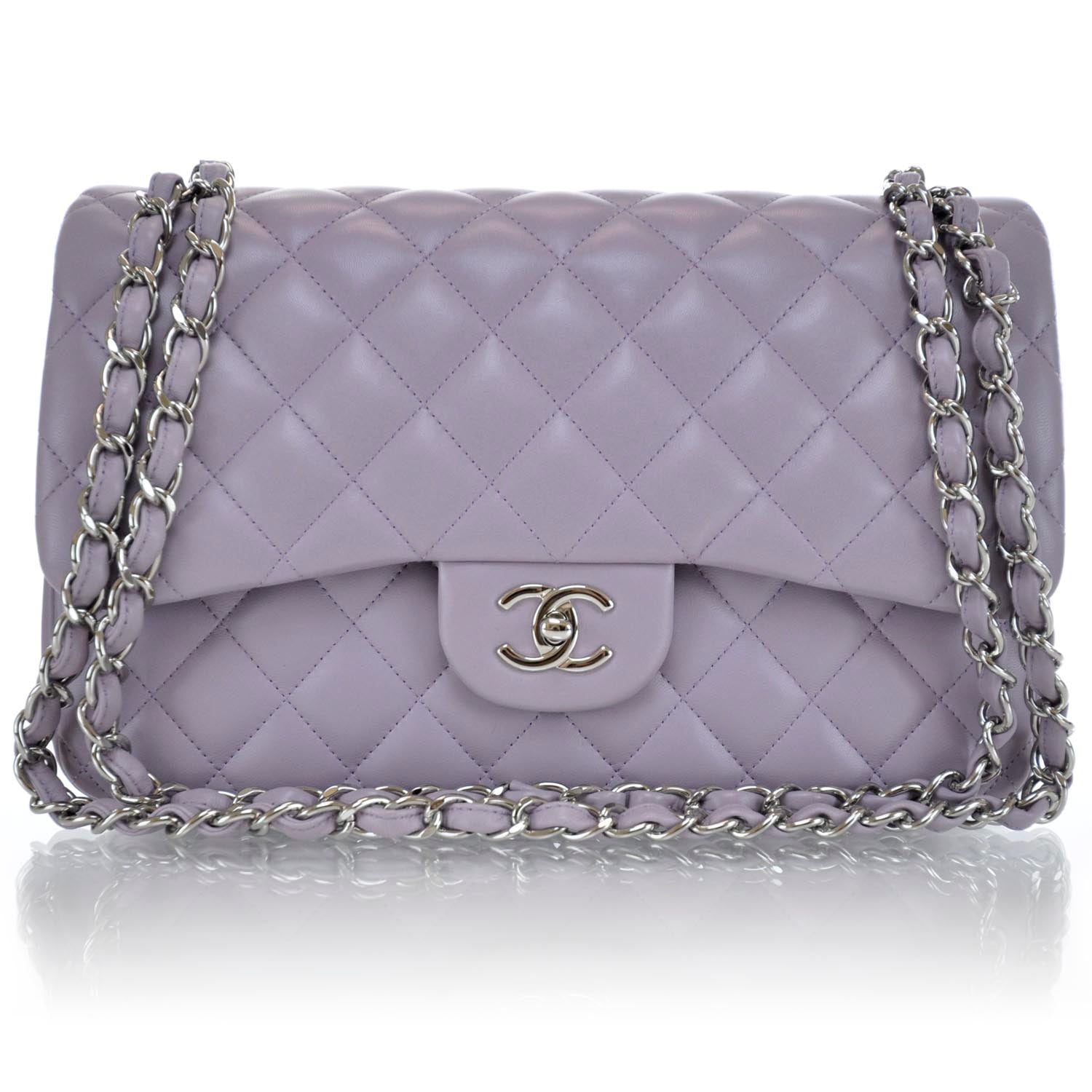 Chanel Lambskin Quilted Jumbo Double Flap Lilac 1 of 12