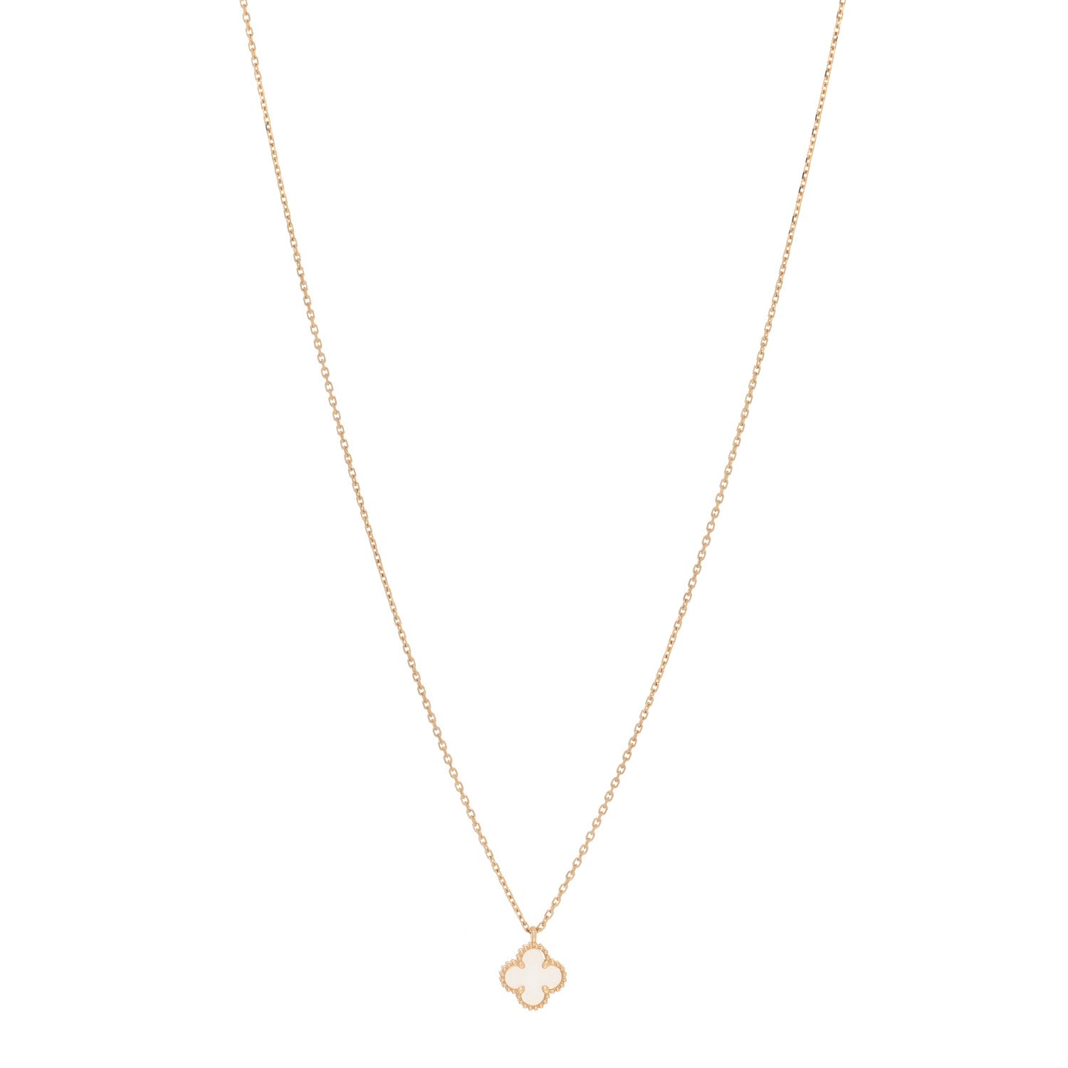 Van Cleef & Arpels 18K Yellow Gold Mother of Pearl Sweet Alhambra Pendant Necklace 1 of 5