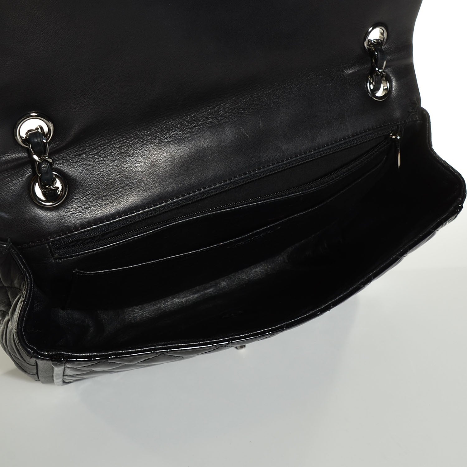 Chanel Patent Quilted Jumbo Classic Twist Flap Bag Black 5 of 8