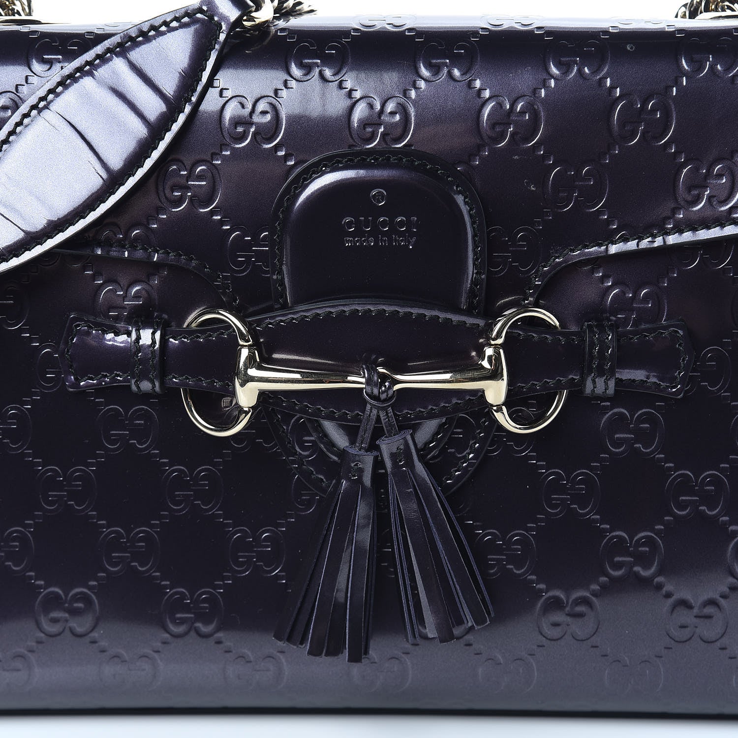 Gucci Shine Guccissima Medium Emily Chain Shoulder Bag Melanzana 10 of 11