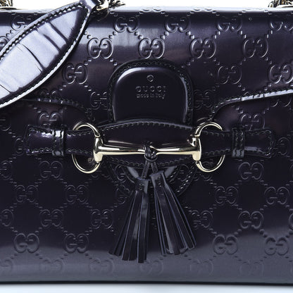 Gucci Shine Guccissima Medium Emily Chain Shoulder Bag Melanzana 10 of 11