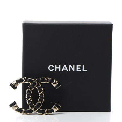 Chanel Lambskin Chain CC Brooch Black Gold 5 of 5