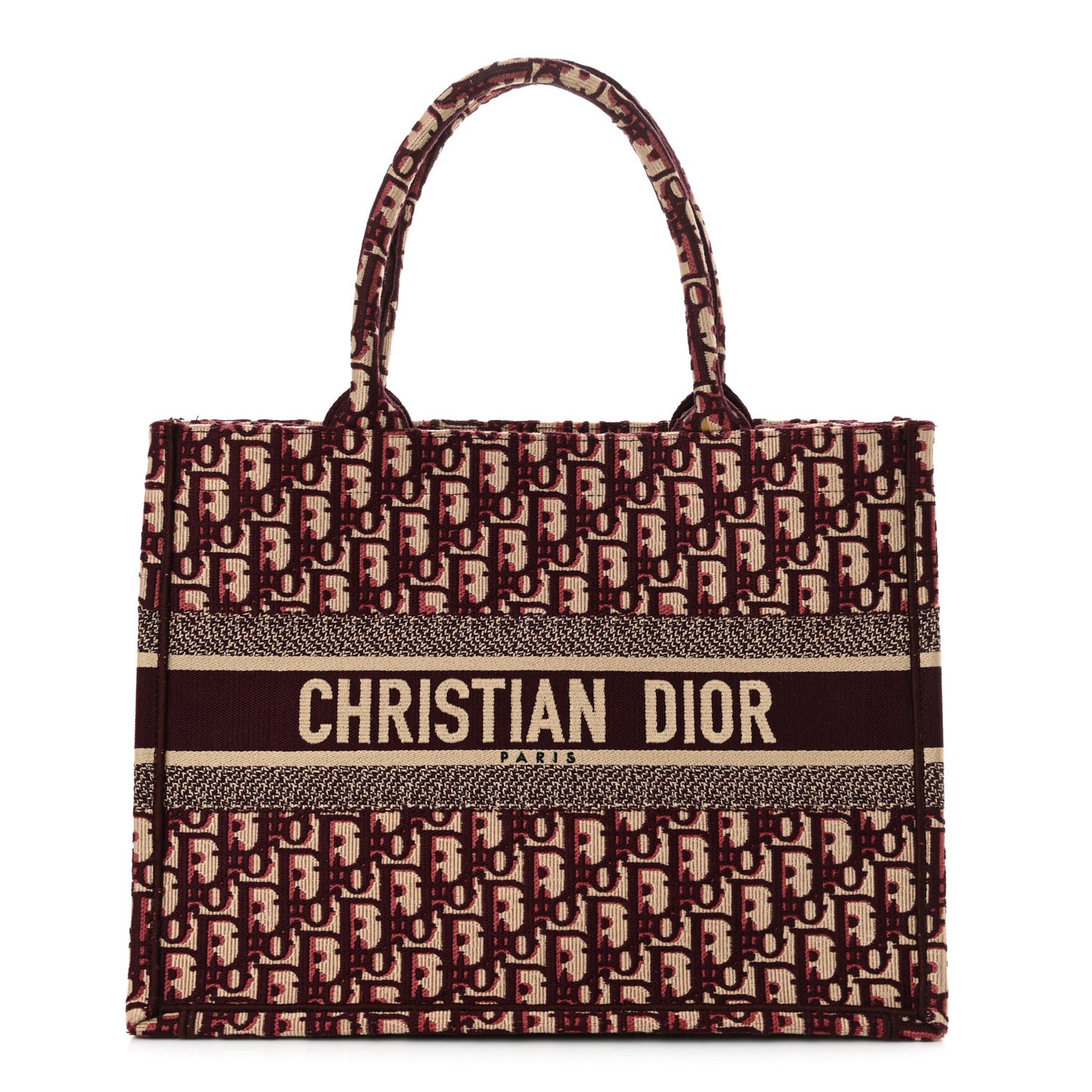 Oblique Medium Book Tote Burgundy Multicolor
