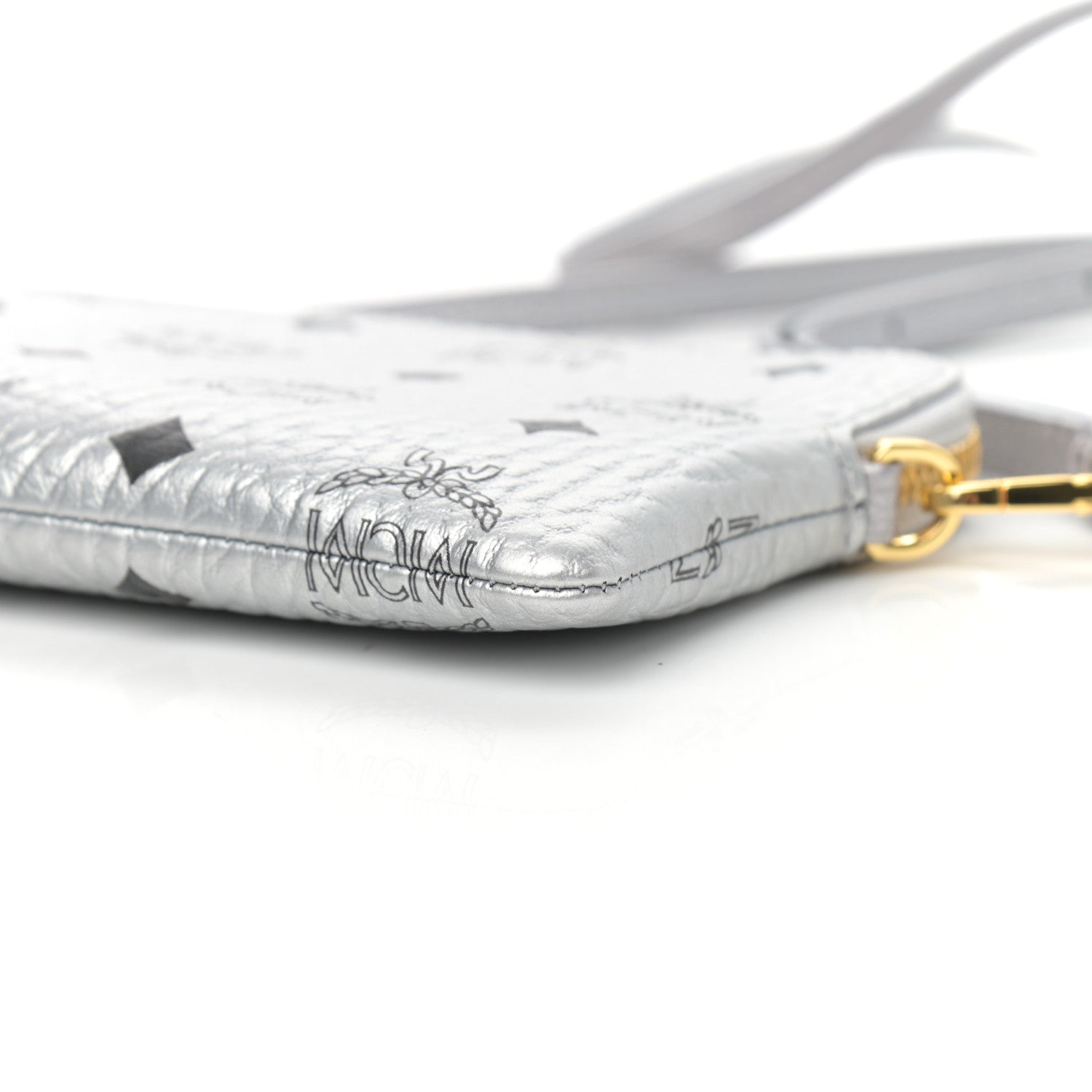 MCM Metallic Visetos Crossbody Tech Pouch Silver 9 of 10