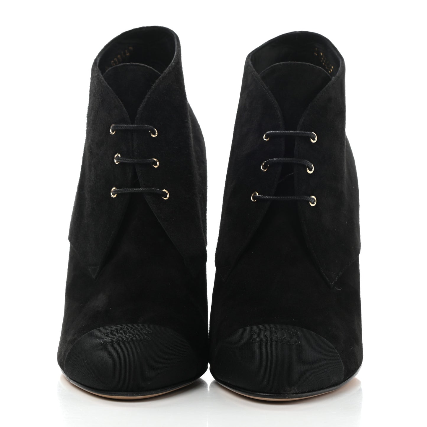Suede Grosgrain Pearl Lace Up Booties 39.5 Black