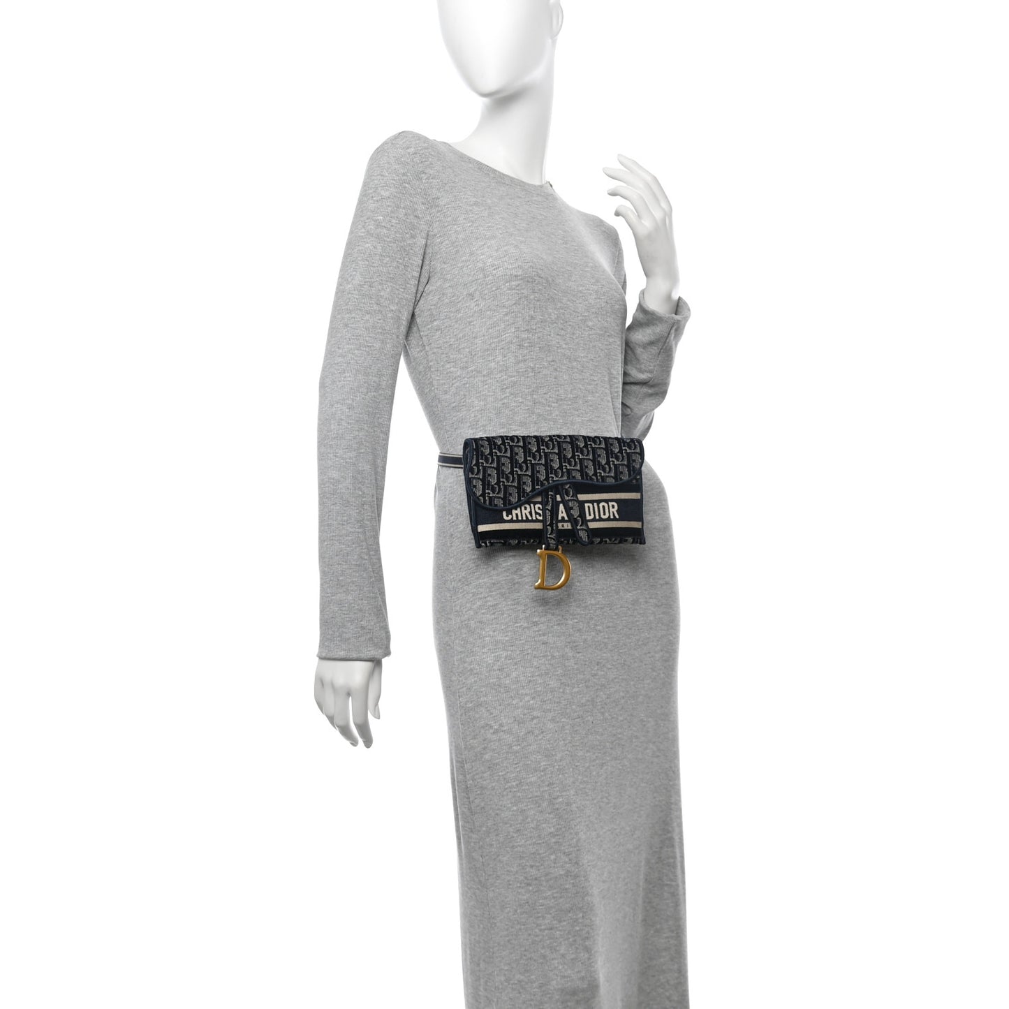 Velvet Oblique Saddle Belt Bag Blue