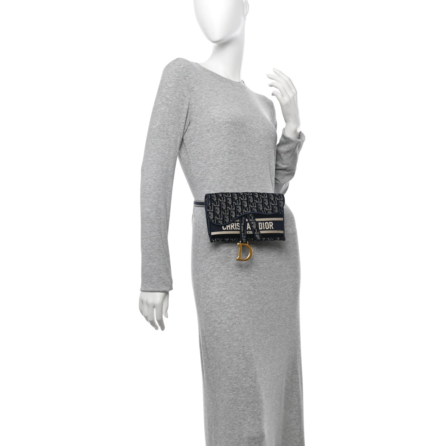 Christian Dior Velvet Oblique Saddle Belt Bag Blue 2 of 14