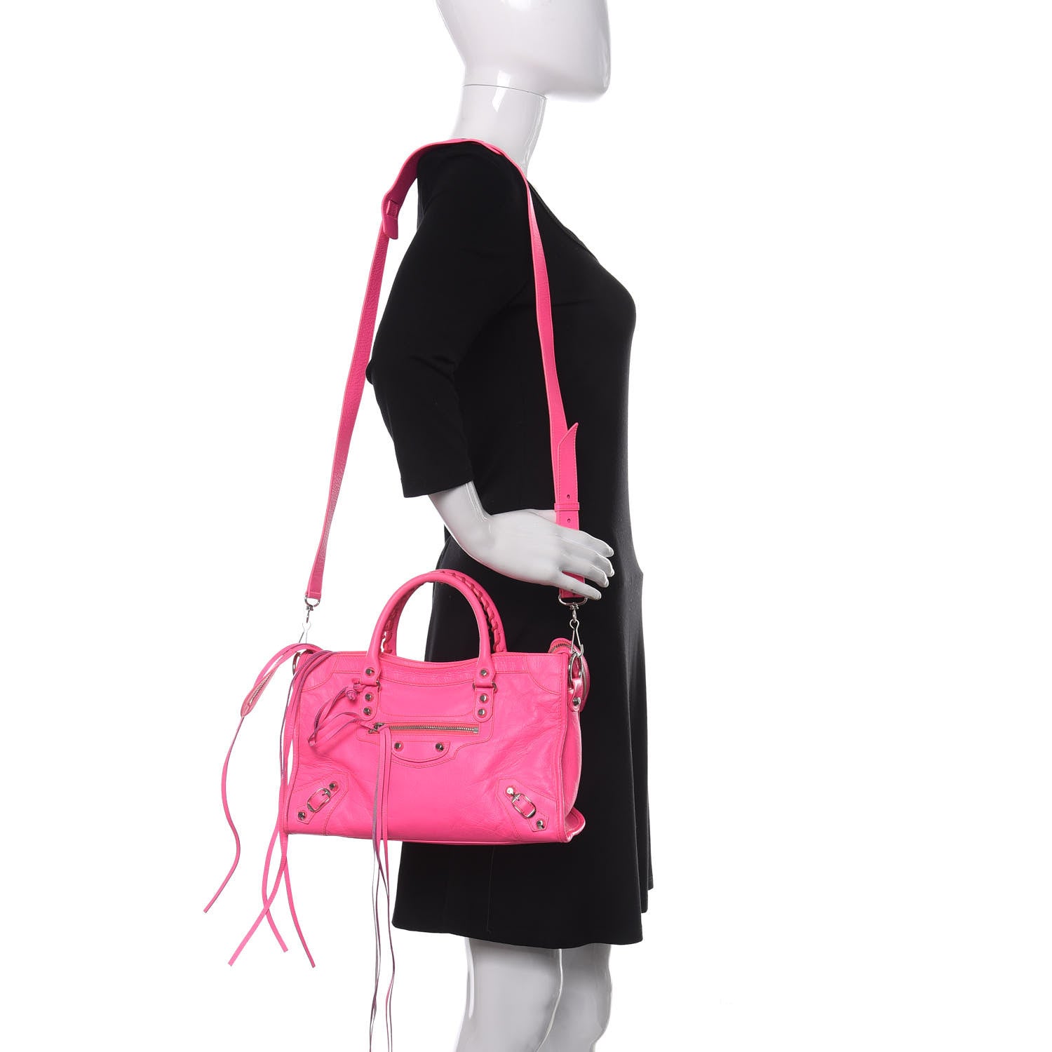 Balenciaga Agneau Classic Silver Hardware S City Rose Fluo 3 of 14
