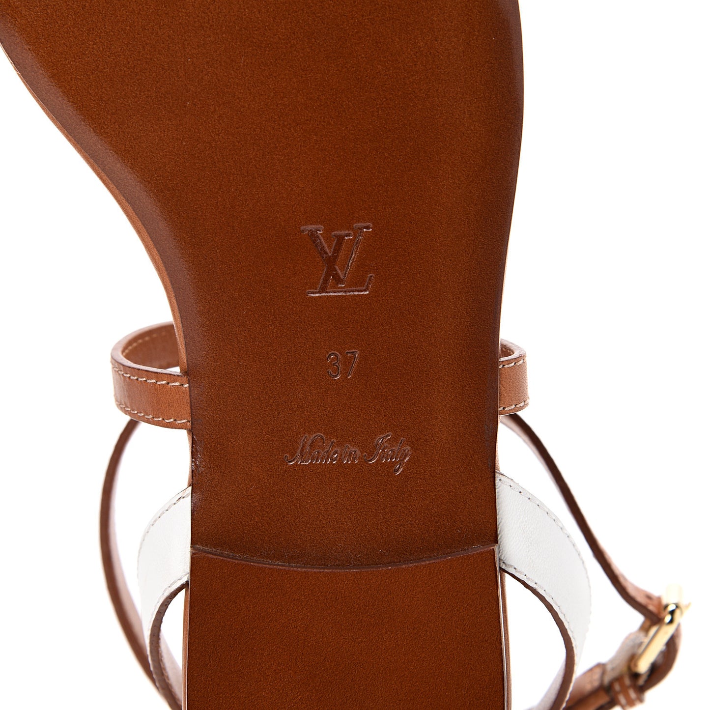 Calfskin Farenheit Flat Sandals 37 Ecru