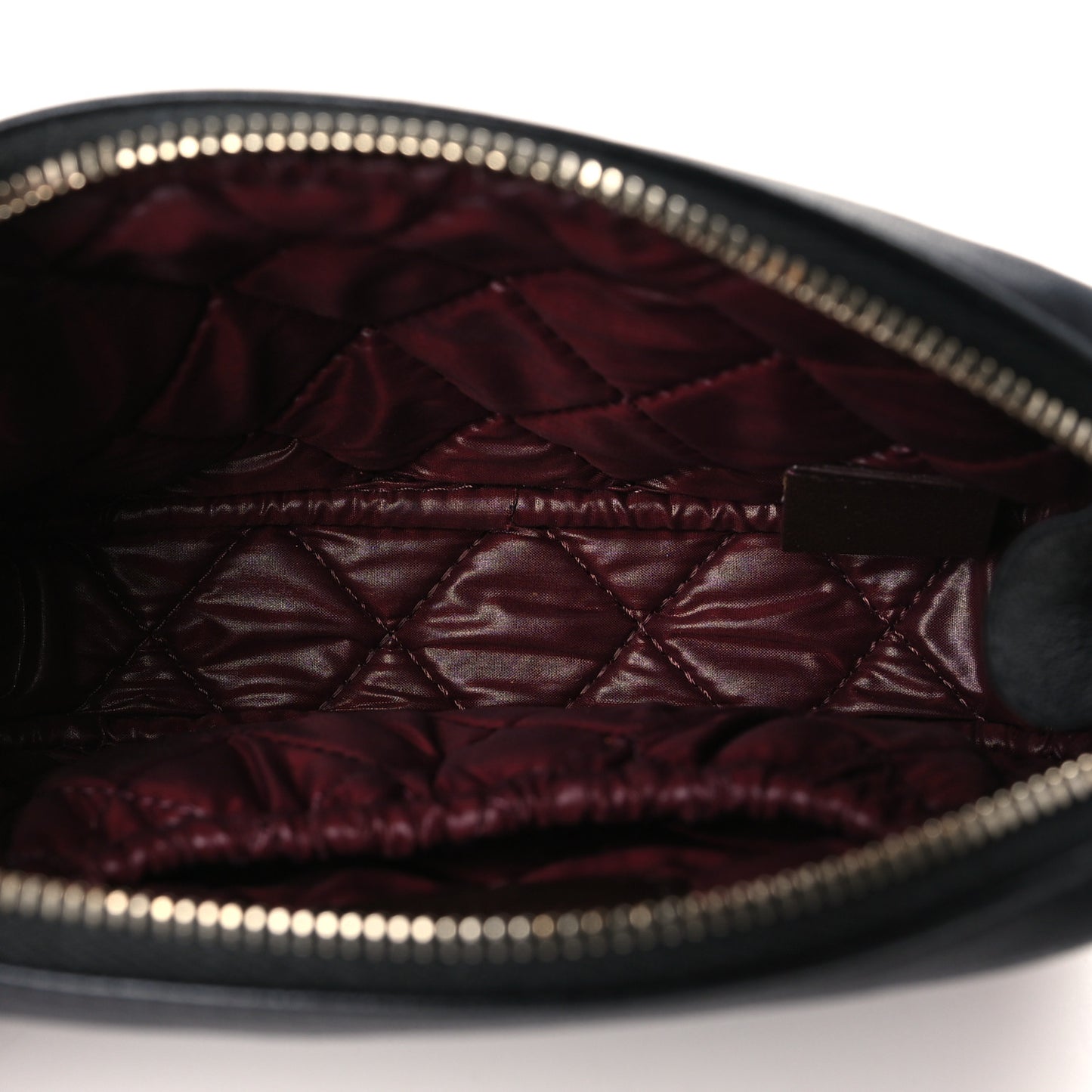Lambskin Quilted Small Curvy Pouch Cosmetic Case Black