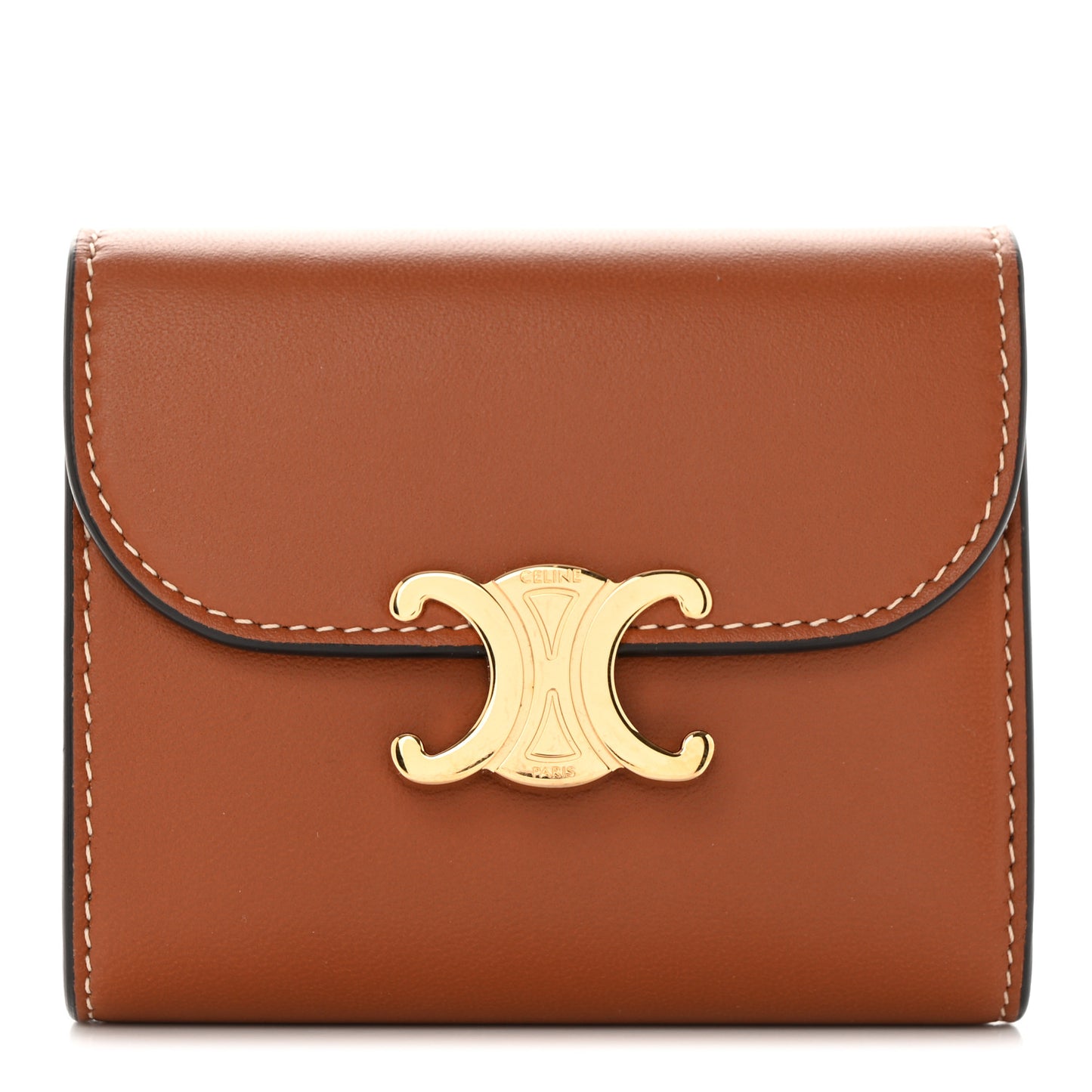 Shiny Smooth Lambskin Small Triomphe Wallet Tan