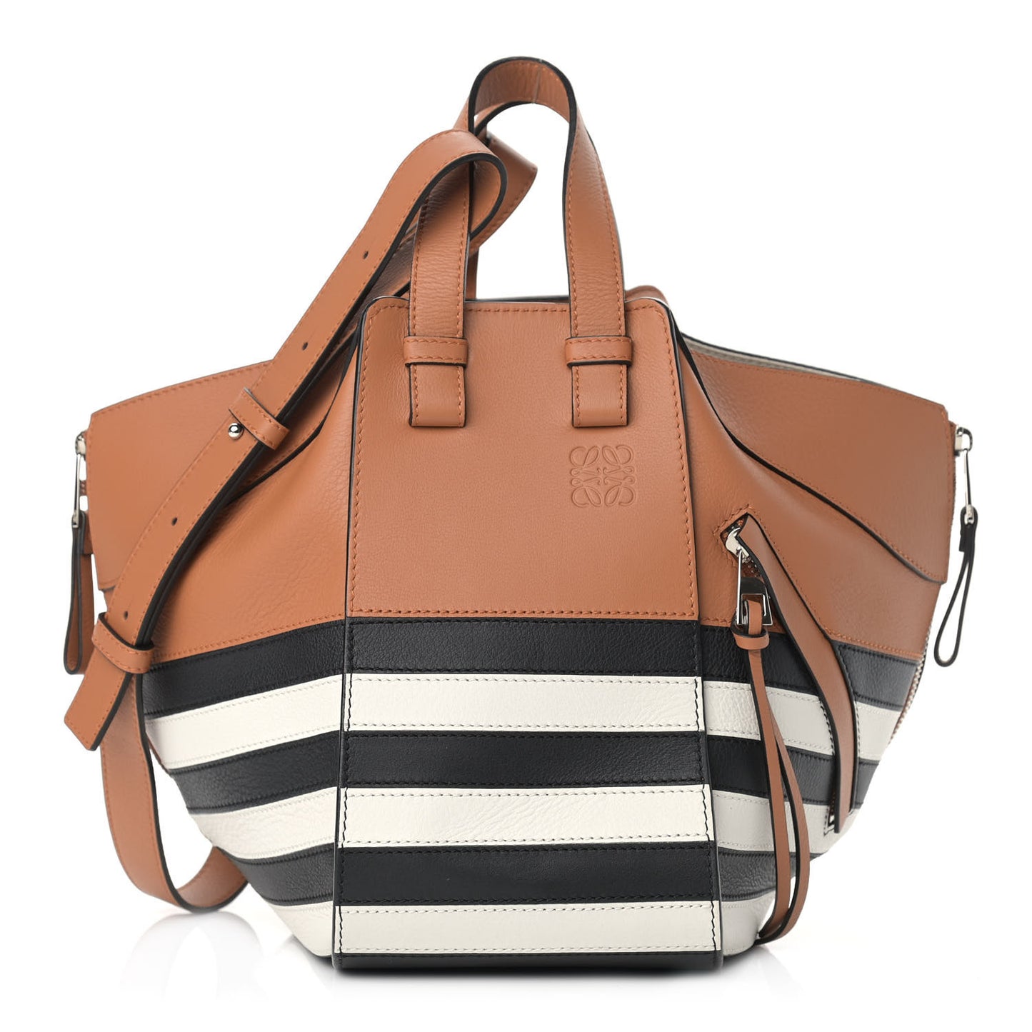 Calfskin Marine Stripe Small Hammock Shoulder Bag Tan