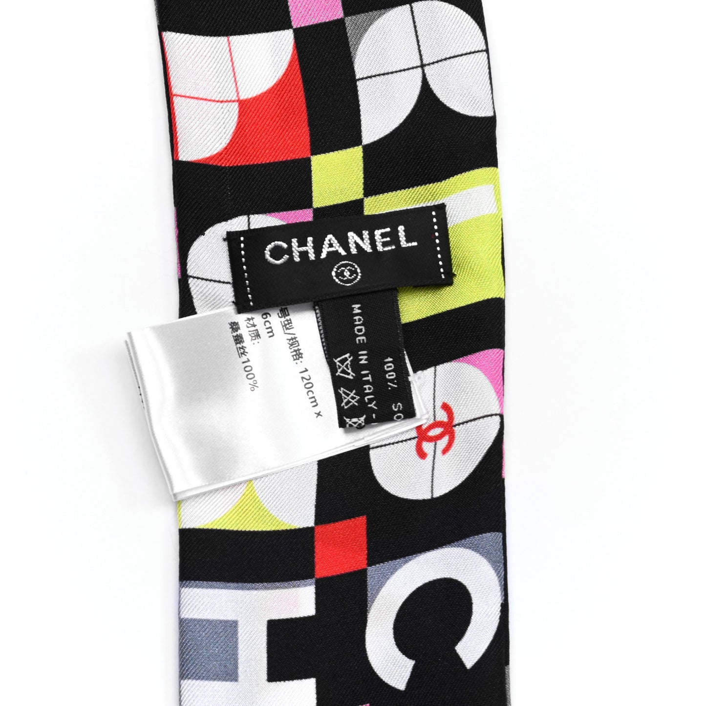 Silk Logo Slim Bandeau Scarf Black