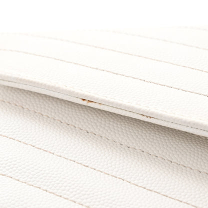 Saint Laurent Grain De Poudre Matelasse Chevron Monogram Chain Wallet White 11 of 12