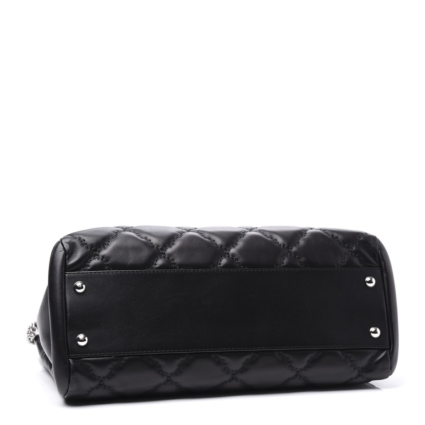 Calfskin Double Stitch Large Hamptons Flap Bag Black