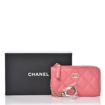 Chanel Metallic Caviar Quilted Key Holder Case Pink 8 of 8