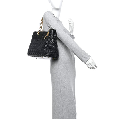 Christian Dior Lambskin Cannage Medium Dior Soft Shopping Tote Black 2 of 9