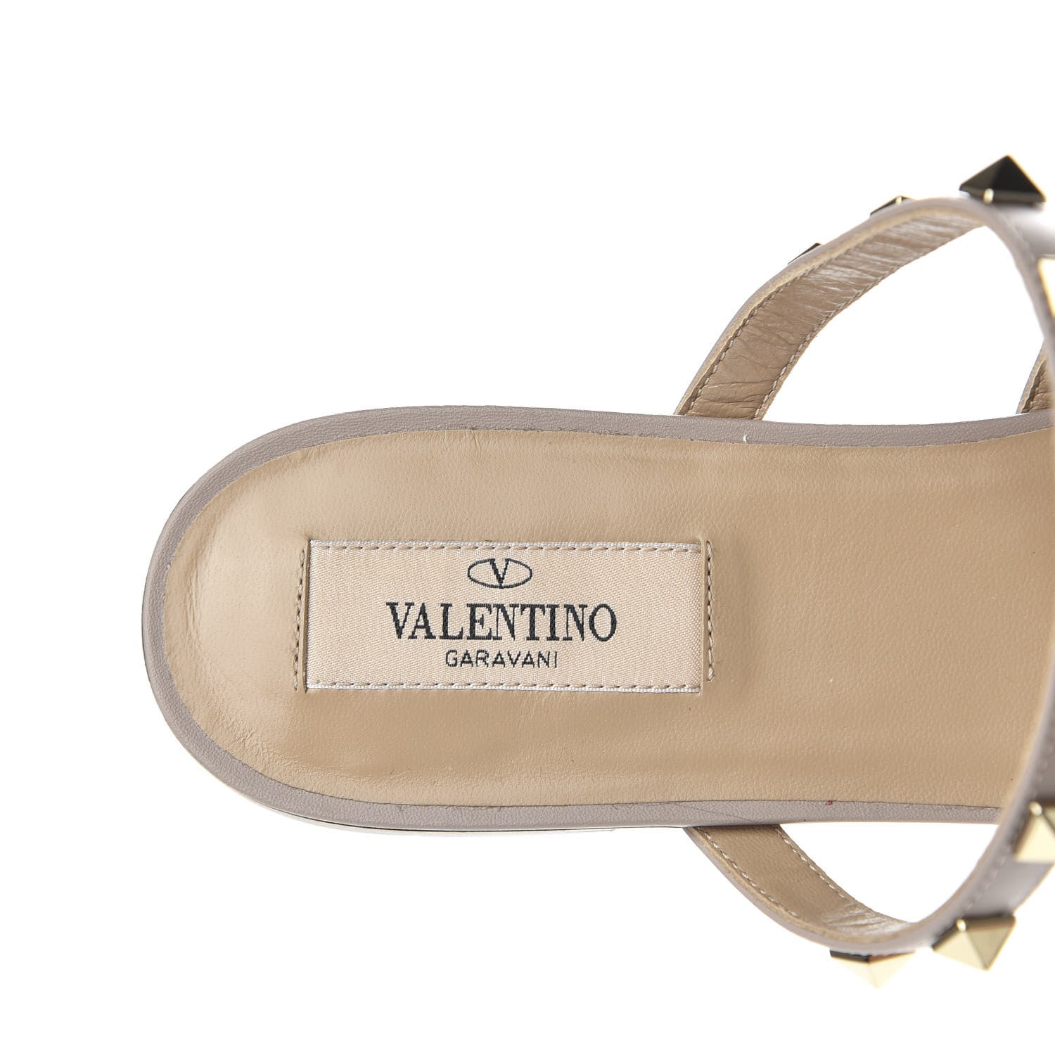 Valentino Garavani Pebbled Calfskin Rockstud Flat Cage Mules 39 Poudre 8 of 10