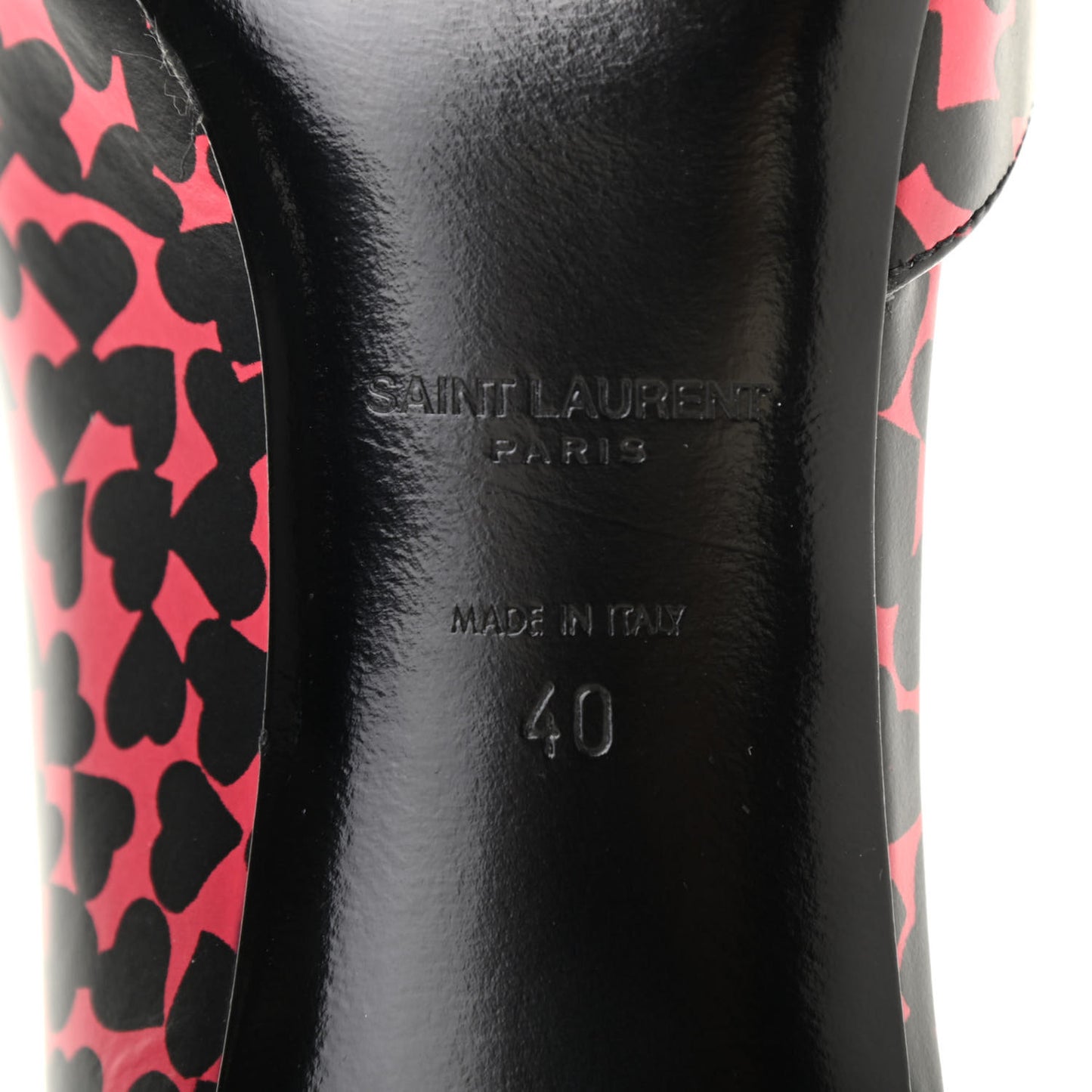 Calfskin Heart Print D'Orsay Paris 105 Pumps 40 Pink Black