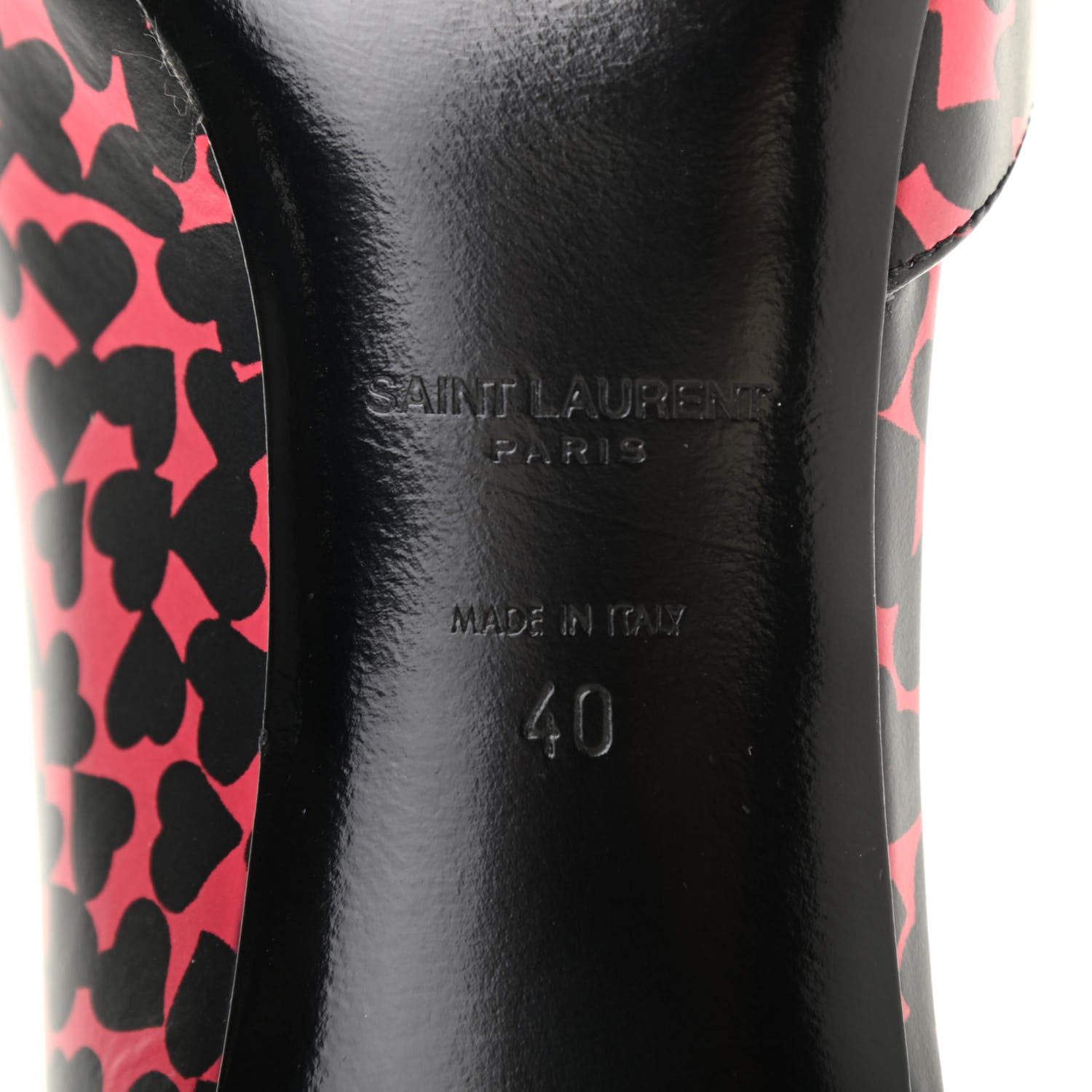 Saint Laurent Calfskin Heart Print D'Orsay Paris 105 Pumps 40 Pink Black 6 of 16