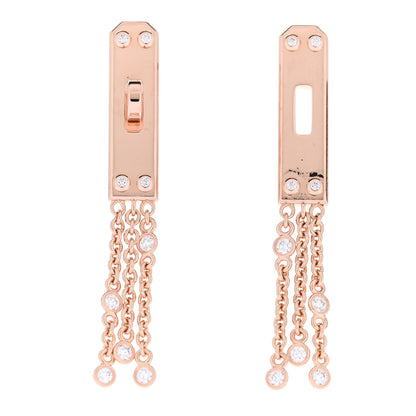 Hermes 18K Rose Gold Diamond Kelly Gavroche Earrings 1 of 6