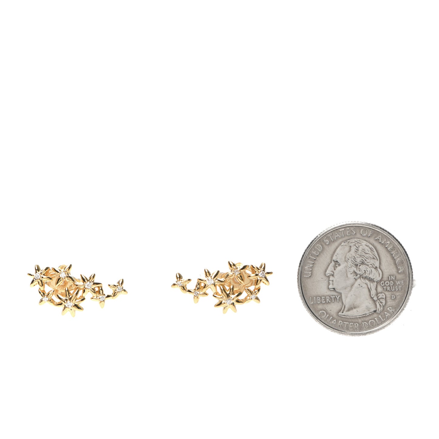 18K Yellow Gold Diamond Starburst Constellation Climber Earrings